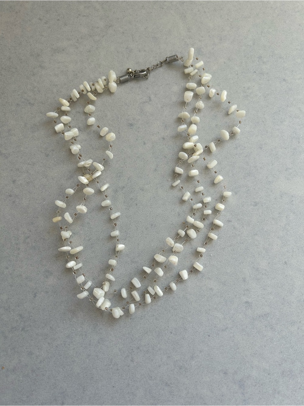 Chico's White Multi-Strand Chip Bead Necklace